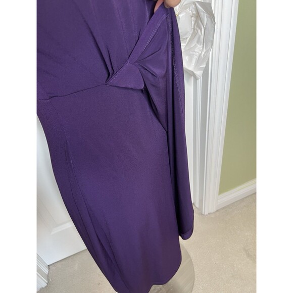 Dressbarn Women's Purple Sleeveless Faux Wrap Ruched Dress Size 12 (M) Stretchy - Picture 6 of 10